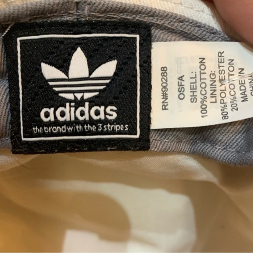 Adidas Bucket Hat White embroidered trefoil Logo Cotton Blend OSFA unisex - Picture 3 of 3